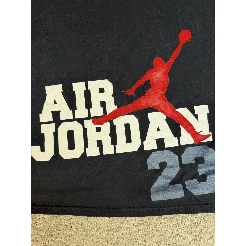 Vintage Jordan Shirt Mens XL Black Air Jordan 23 Felt Jumpman Cotton Y2K